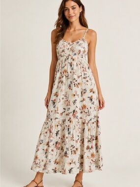 Abercrombie & Fitch Floral Maxi Dress - Cream and Multicolor